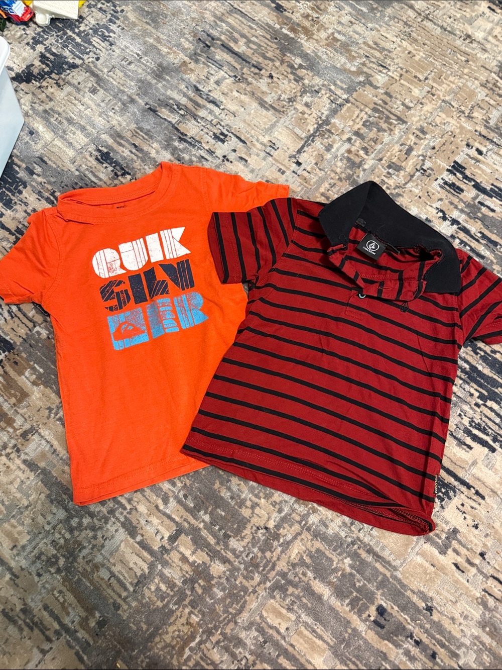 Quiksilver Bright Orange Graphic Tee for Kids with Blue & White Print